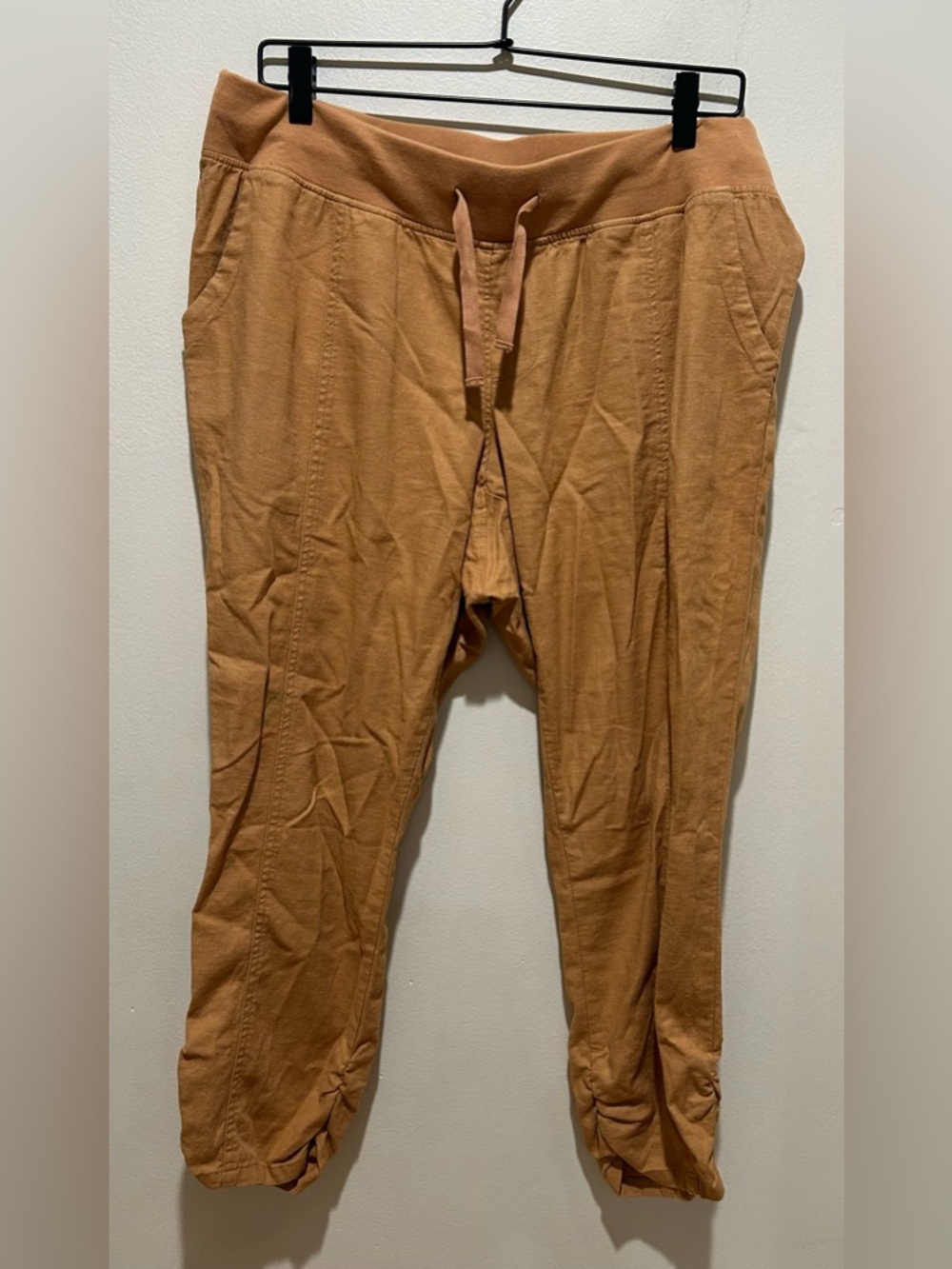 Torrid Crop Skinny Stretch Linen Ankle Cinch Golden Brown Pants - Women’s Large